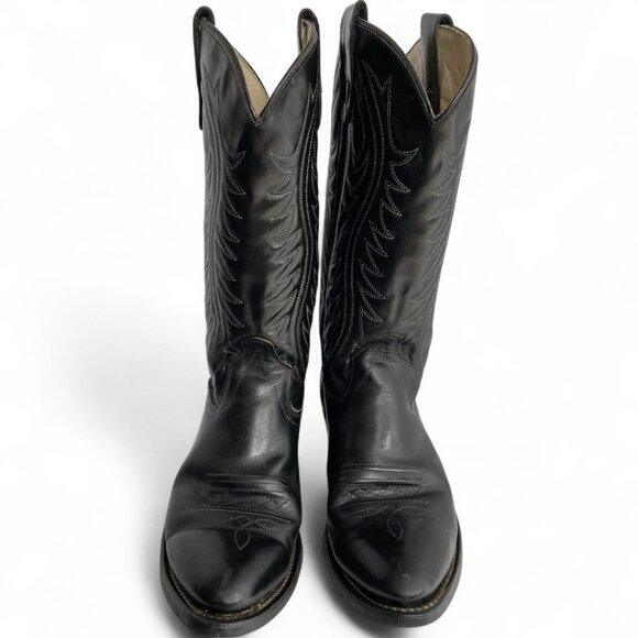 Texas Black Leather Western Cowboy Cowgirl Boots Women's 7 D - Picture 6 of 15